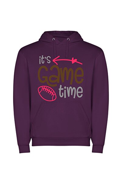 iLovePrints Game On: Football Fantasia Φούτερ με κουκούλα σε χρώμα Μωβ