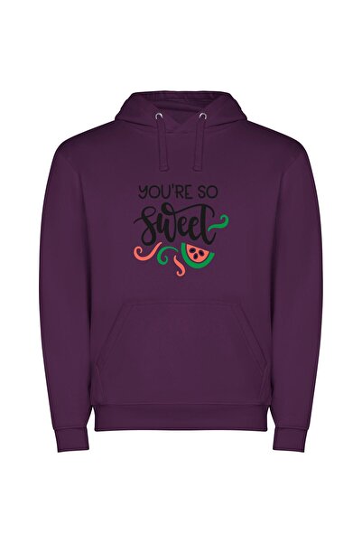 iLovePrints Sugar-coated Watermelon Delight Φούτερ με κουκούλα σε χρώμα Μωβ