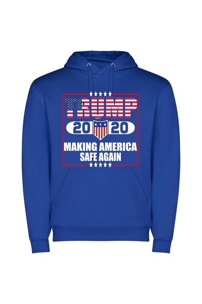 iLovePrints Trump's Patriotic Emblem: MAGA Φούτερ με κουκούλα σε χρώμα Μπλε