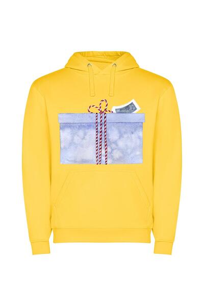 iLovePrints Candy Cane Holiday Surprise Φούτερ με κουκούλα σε χρώμα Κίτρινο