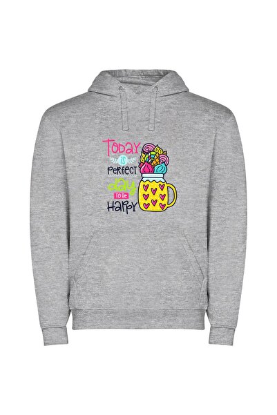 iLovePrints Candy Jar Happiness Day Φούτερ με κουκούλα σε χρώμα Γκρι