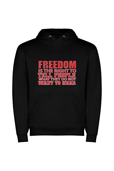 iLovePrints Open Eye Freedom Poster Φούτερ με κουκούλα σε χρώμα Μαύρο