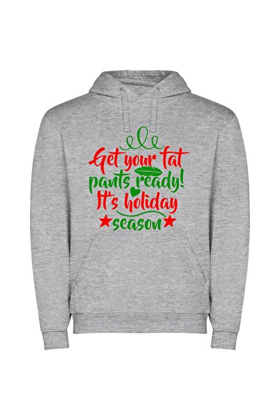iLovePrints Holiday Feast Fashion Φούτερ με κουκούλα σε χρώμα Γκρι