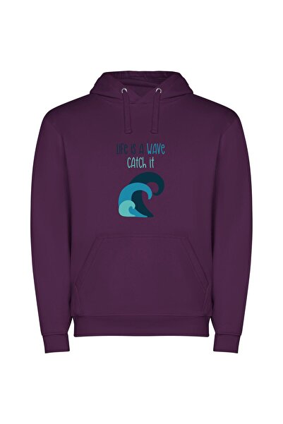 iLovePrints Embrace the Infinite Wave Φούτερ με κουκούλα σε χρώμα Μωβ