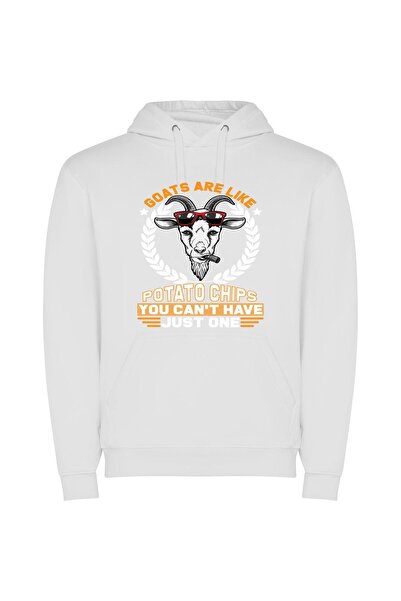 iLovePrints Wise Goat Chip Indulgence Φούτερ με κουκούλα σε χρώμα Λευκό