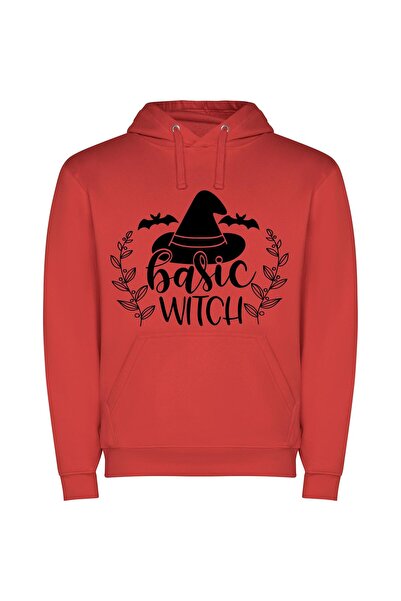 iLovePrints Witchy Chic Hat Collection Φούτερ με κουκούλα σε χρώμα Κόκκινο
