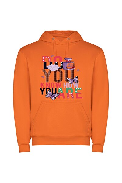 iLovePrints Know Yourself Fashionably Φούτερ με κουκούλα σε χρώμα Πορτοκαλί