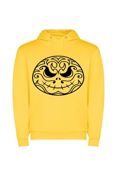 iLovePrints Monochrome Skeleton Symmetry Φούτερ με κουκούλα σε χρώμα Κίτρινο