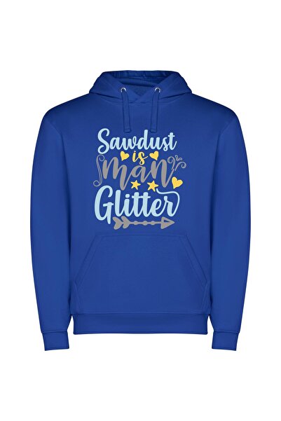 iLovePrints Glamourized Sawdust Sparkles Φούτερ με κουκούλα σε χρώμα Μπλε