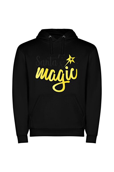 iLovePrints Mystical Santa's Enchantment Φούτερ με κουκούλα σε χρώμα Μαύρο