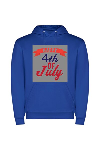 iLovePrints Joyous 4th of July! Φούτερ με κουκούλα σε χρώμα Μπλε