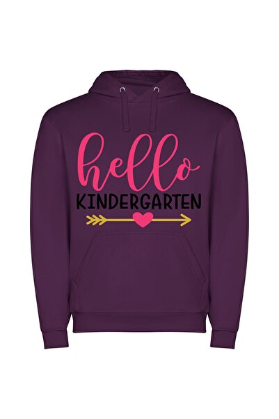 iLovePrints Hello Kids Art Logo Φούτερ με κουκούλα σε χρώμα Μωβ