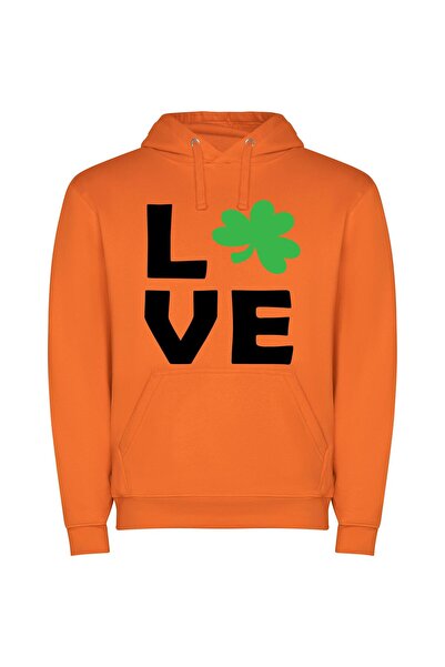 iLovePrints Lucky Love Letters Φούτερ με κουκούλα σε χρώμα Πορτοκαλί