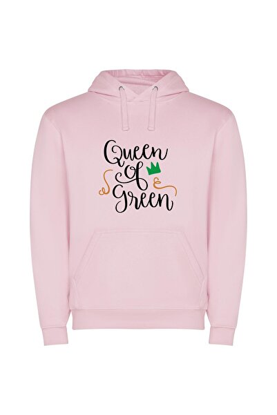 iLovePrints Green Nature's Regal Queen Φούτερ με κουκούλα σε χρώμα Ροζ