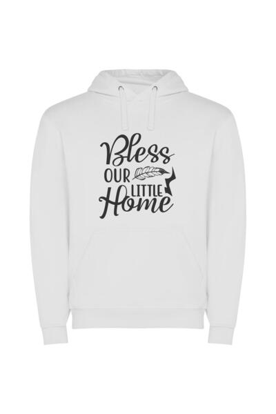 iLovePrints Humble Home Blessing Φούτερ με κουκούλα σε χρώμα Λευκό