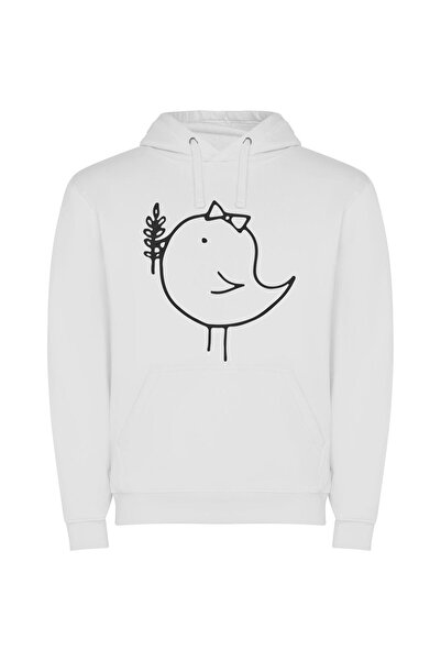 iLovePrints Elegant Avian Artistry Φούτερ με κουκούλα σε χρώμα Λευκό