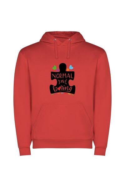 iLovePrints Embrace the Abnormal: Puzzle Φούτερ με κουκούλα σε χρώμα Κόκκινο