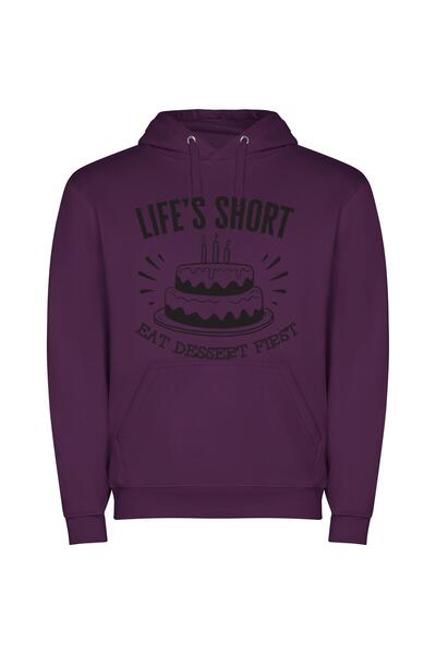 iLovePrints Sweet Life's First Bite Φούτερ με κουκούλα σε χρώμα Μωβ
