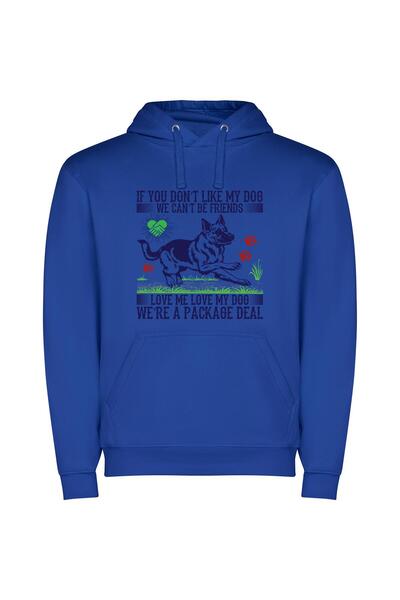 iLovePrints Furry Friendship Insignia Φούτερ με κουκούλα σε χρώμα Μπλε