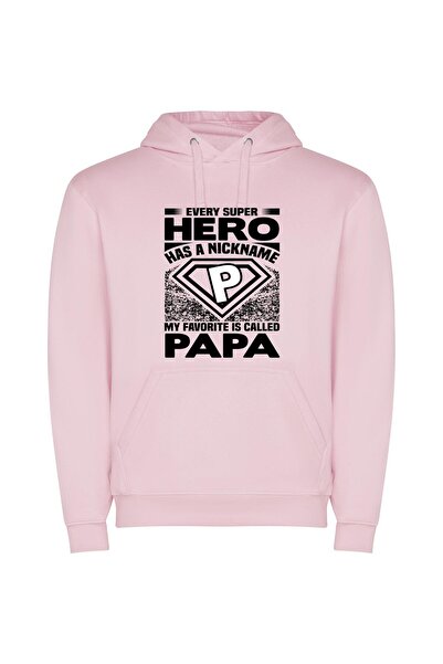 iLovePrints Papa: Diamond-Plated Superhero Φούτερ με κουκούλα σε χρώμα Ροζ