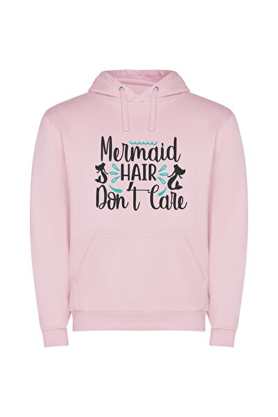 iLovePrints Mermaid Vibes Only Φούτερ με κουκούλα σε χρώμα Ροζ