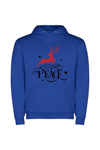 iLovePrints Graceful Peace: Adobe-inspired Logo Φούτερ με κουκούλα σε χρώμα Μπλε