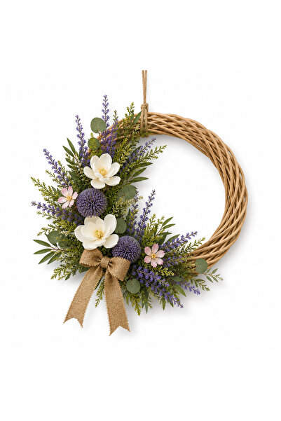 PAKETA Rustic Bohemian Wicker Door Ornament 30X30 cm |   Lavender Floral Wall...
