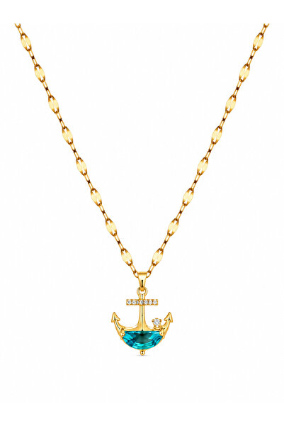 Hector&Co. Jewellery Çelik Zirkon Taşlı Çapa Figürlü Yeşil Taş Detaylı Kadın ...