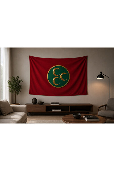 Vagonik Ottoman Turkish Flag Themed Wall Cloth Wall Tapestry Thick Fabric Qua...