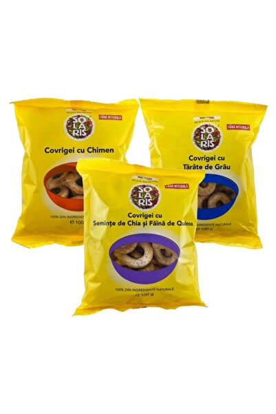 Solaris Plant Pachet 3 Covrigei integrali (Chimen + Chia Quinoa + Tarate grau...