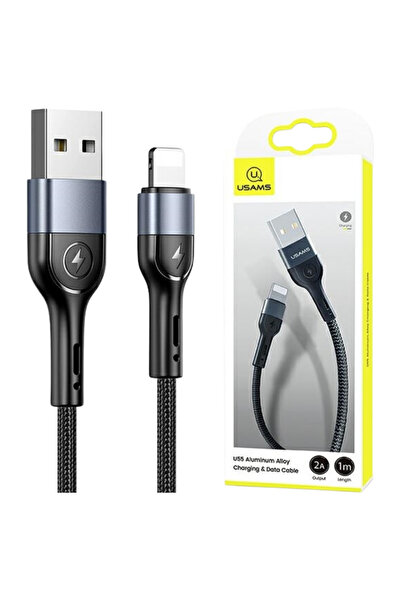 Usams Cablu Lightning 1M pentru iPhone 2A, împletit, cu LED, cu încărcare rapidă