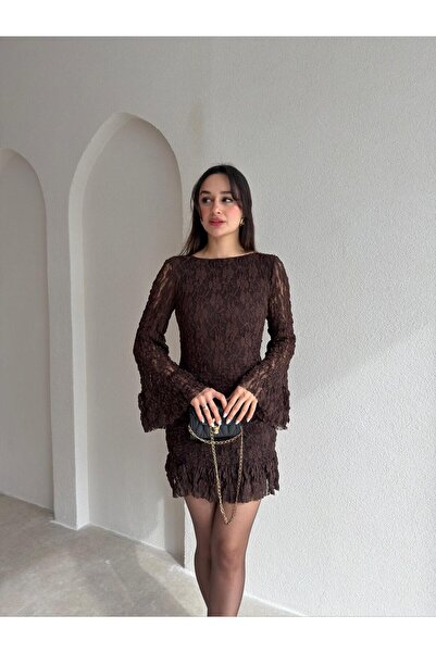 Mooi Butik Harbor Mini Backless Dress 8813 - Bitter Brown