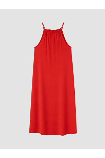 LC Waikiki Red Plus Size Halter Neck Dress