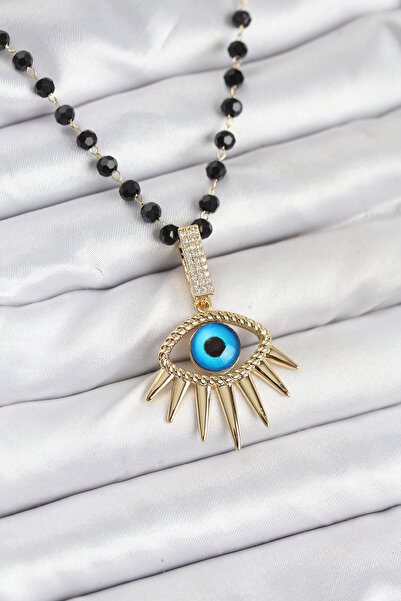 DMR Elegance 316L Steel Chain Crystal Beaded Eye Model Women's Necklace