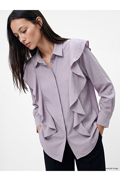 LC Waikiki Lilac Modal Blend Ruffled Women's Shirt Tunic