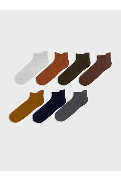 LC Waikiki Rmz Gi̇yi̇m Farkiyla Men's Booties Socks 7-Pack