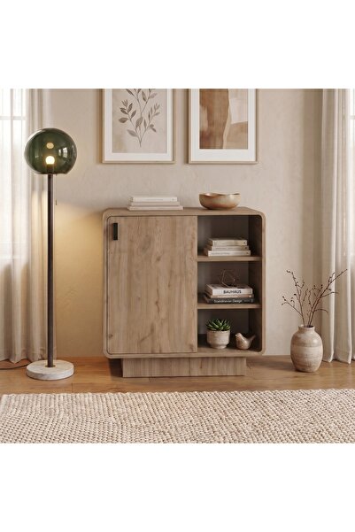 Mourah Home Rovel Modern Console - 80.3 x 80.4 x 39 CM- Natural Oak - M.T.297...