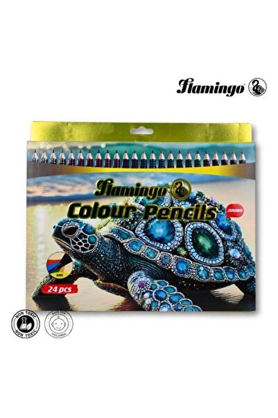 Flamingo Jumbo Colour Pencils – 24 Vibrant Shades – Smooth Coloring – Pack of...