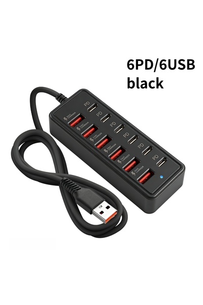 Choice1 Strip-6P6U-BLK-02 KUBIE Switch Extension Hub 7-port USB2.0 Hub Comput...