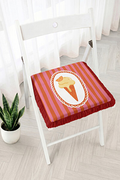 Realhomes Ice Cream Cone and Striped Patterned Fringed Zippered Chair Cushion...