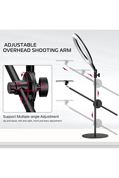 ulanzi [Upgraded Base] Overhead Phone Mount with 10 Selfie Ring Light, Tablet...