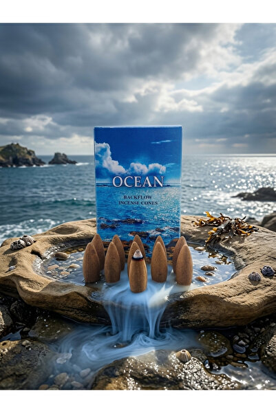 LİFE WHİTE Ocean Temalı Konik Geri Akış Tütsüsü, Yoga, Meditasyon, Tütsü, Kok...