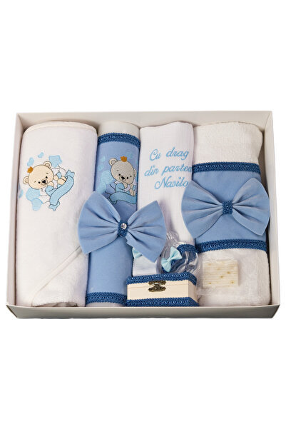 Happy Bears Trusou botez pentru baieti, 8 piese, “Ursulet bebelus", bumbac, b...