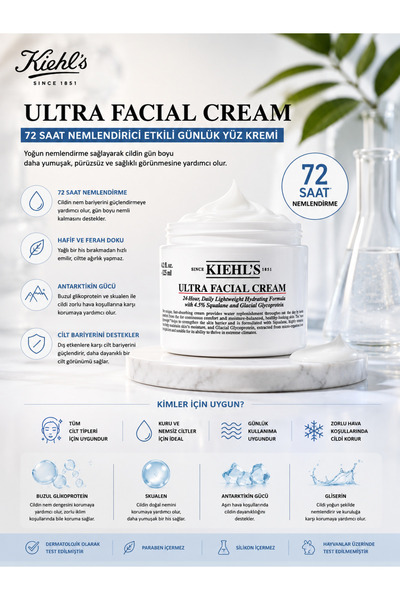 Kiehl's كريم الترطيب الفائق للوجه 125 مل - كريم العناية اليومية الذي يوفر ترط...