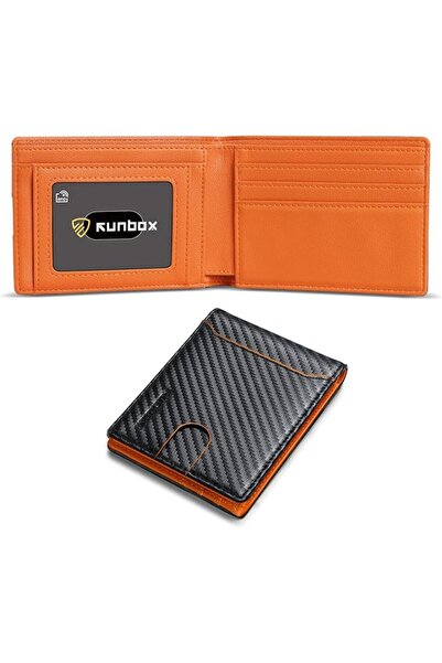Runbox محفظة رجالية من جلد البقر الأصلي الفاخر، محفظة رجالية نحيفة مع مشبك نق...