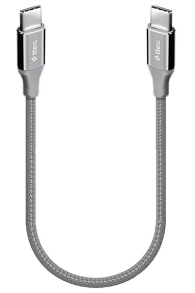 Ttec Alumicable Usb-c - Usb-c 30Cm 65W PD/Qc Hızlı Şarj/Data Kablosu Uzay Grisi