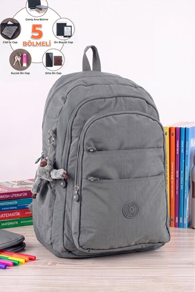 Lifonbag Unisex 5-Compartment School Bag Crinkle Large Size Multi-Compartment...