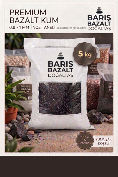 Barış bazalt doğaltaş Premium Siyah Bazalt Akvaryum Kumu 5 KG - 0.8-1 mm Doğa...