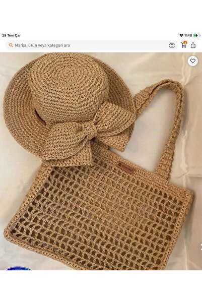 MEGAHAN BOUTIQUE مجموعة قبعات وحقائب شاطئية مصنوعة يدويًا من الورق المحبوك، م...