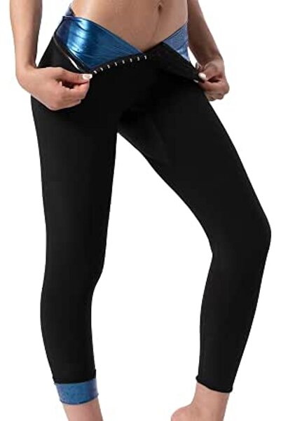 GENERAL Sauna Pants Women Sweat Capris Slimming Leggings,Mesh Crotch,High Wai...